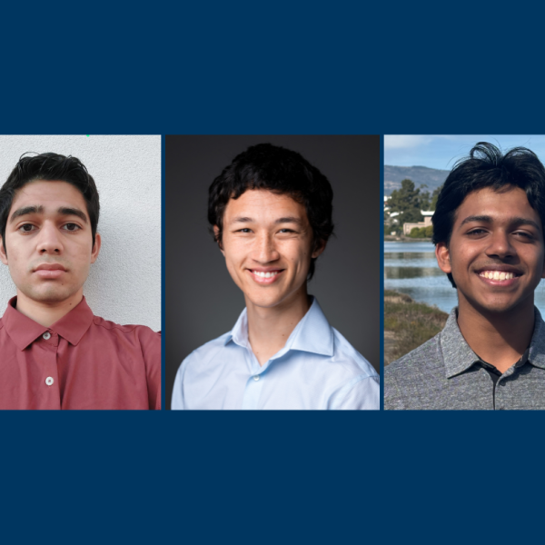 L to R: Victor Bernal Ramirez (L&S Economics and Accounting), Pico Gilman ’27 (CCS Mathematics), Om Mahesh ’28 (CCS Mathematics; CoE Computer Science)