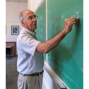 Francesc S. Roig teaching a physics class.