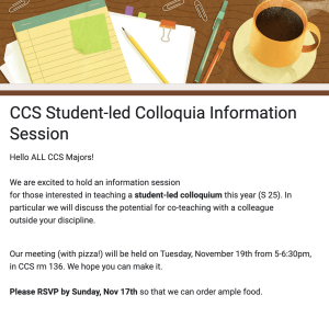 CCS Student-Led Colloquium Informational Meeting