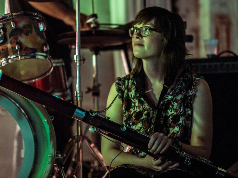 Photo of Katherine Young holding a bassoon. Image credit: Peter Gannushkin.