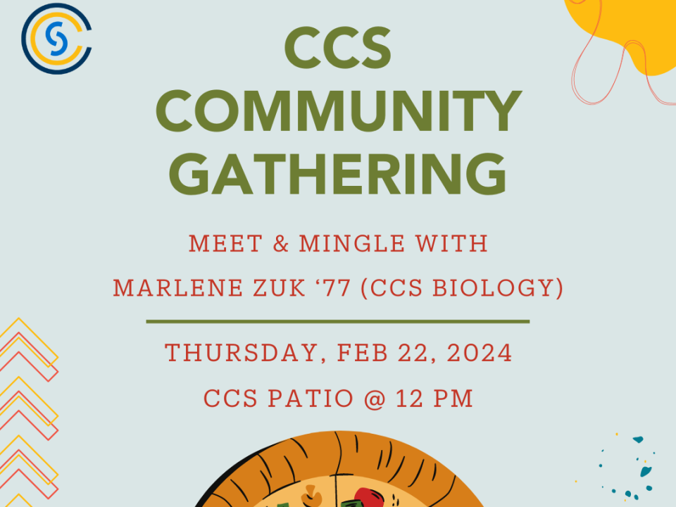 CCS Community Gathering: Meet & Mingle with Marlene Zuk '77 (CCS Biology)