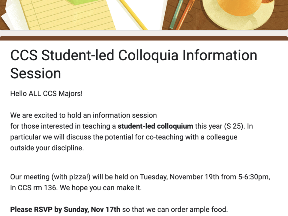 CCS Student-Led Colloquium Informational Meeting