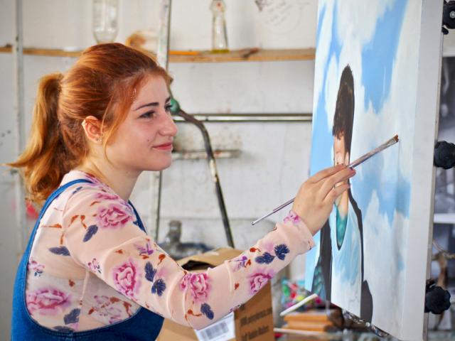 CCS Art student Maya Zohbi in her studio. Credit: Will Proctor