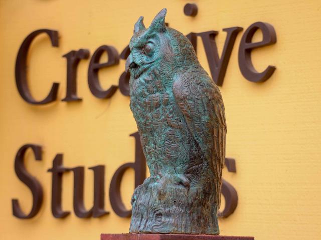 Owl sculpture, created by Luis Velazquez in honor of former CCS Dean Bruce Tiffney