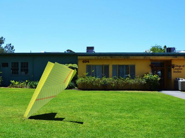 The original Paper Airplane in front of the CCS building