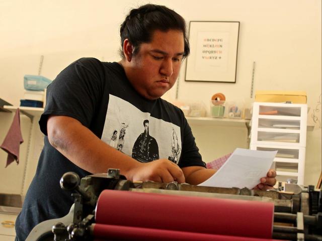 Juan Silverio in the CCS Print Studio. Photo: Will Proctor