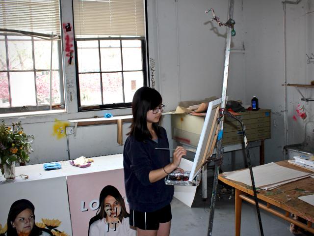 Art student in studio 