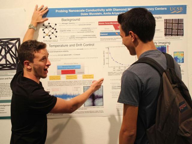 Dolev Bluvstein presenting his poster at the 2016 Science Week Reception. Photo: Will Proctor