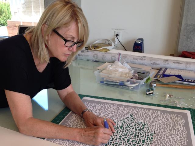 Linda at work in her studio.