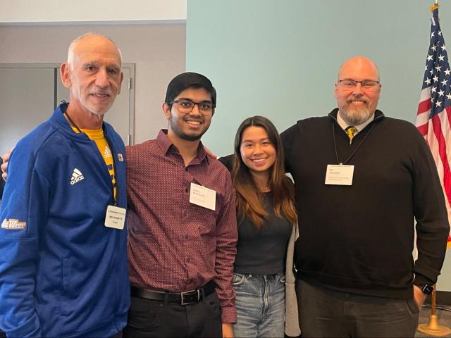 John Arnhold ‘75 Board Chair, UC Santa Barbara Foundation; Aditya Sharma ’23 (CCS Computing); Ashley Yeh ’24 (CCS Biology); and Timothy Sherwood, Interim Dean, College of Creative Studies