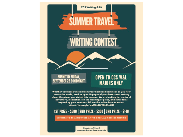 CCS W&L Summer Travel Writing Contest Flyer