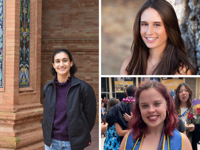 Sophia Campion ‘24 (CCS Writing & Literature; L&S Psychological and Brain Science), Maya Salem ‘24 (CCS Writing & Literature; L&S Communication), and Elaina Smolin '24 (CCS Writing & Literature)