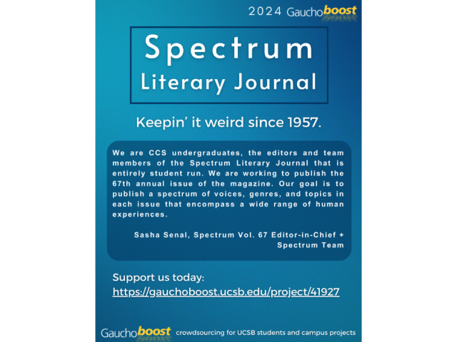 Spectrum Literary Journal Gauchoboost call for support