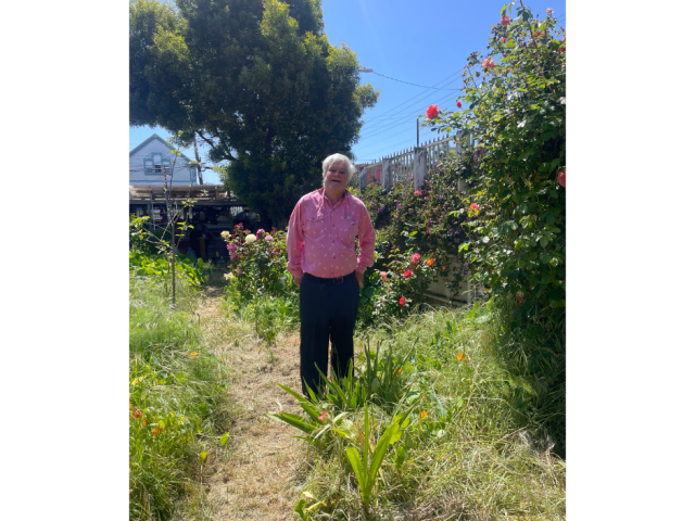 Richard Petersen ‘72 (CCS Physics) in his garden at home in San Francisco