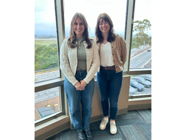 Elaina Smolin ‘24 (CCS Writing & Literature) with faculty mentor CCS Writing & Literature Faculty Kara Mae Brown at the M. Garren Tinney Writing Fellows luncheon on May 29, 2024.