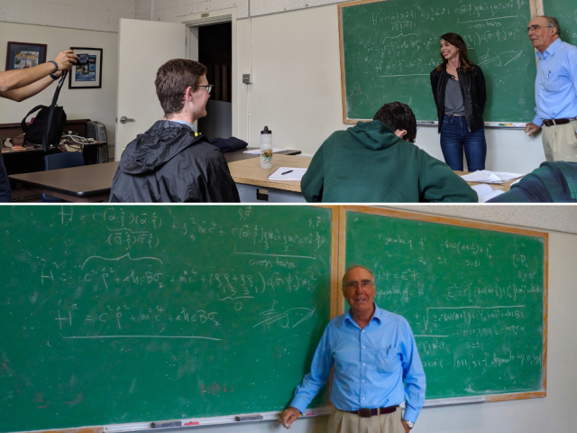 Francesc S. Roig experimenting with his new wide-angle lenses at the end of his PHYS CS 140: Relativistic Quantum Mechanics course in Spring 2019. Photo credit: 吕源祺 | Yuanqi Lyu '20 (CCS Physics)