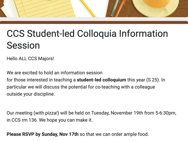 CCS Student-Led Colloquium Informational Meeting