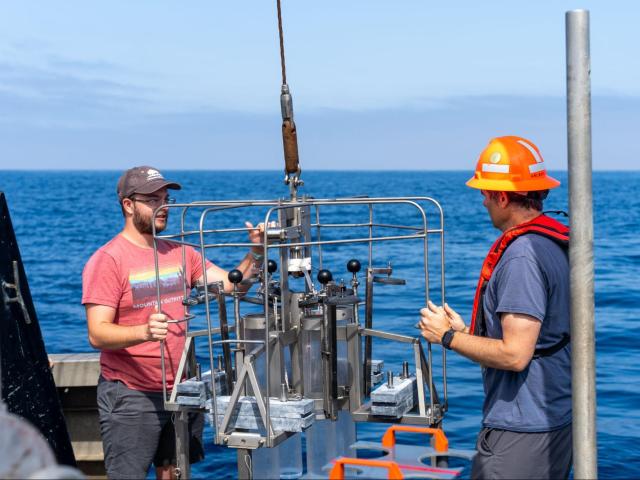 Dave and student conduct field research; Photo Courtesy: Casey Strattan '27 (CCS Marine Science)