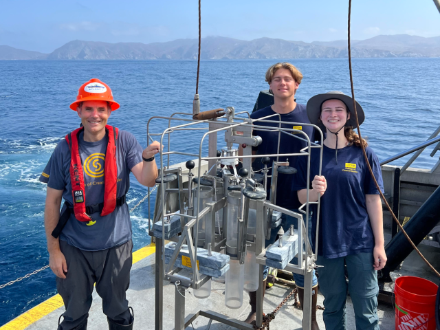 Dave Valentine and CCS Marine Science students on a research vessel off the California Coast. Photo credit: Dave Valentine