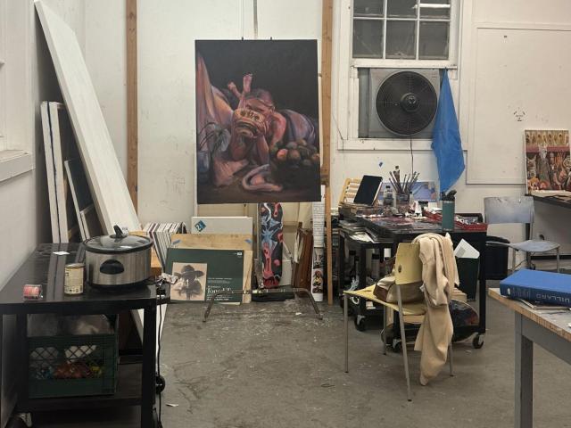 Samantha’s studio space in the CCS art studio