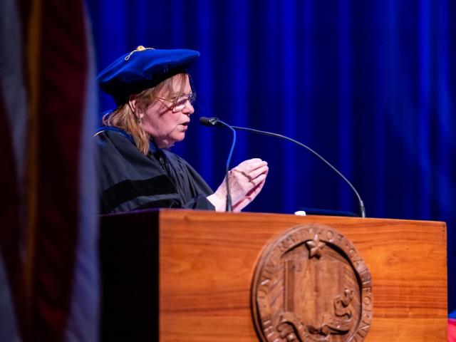 Dr. Angela Belcher Chancellor Yang and Dr. Angela Belcher at 2025 CCS Commencement ceremony