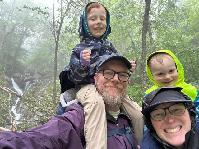 Morgana and Dan with their two boys Ivan and Rye on an outdoor adventure