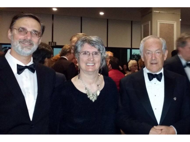 L to R: Leroy Laverman with co-authors Loretta Jones and Peter Atkins of their general chemistry textbook—Principles: The Quest for Insight—at the American Chemical Society where Atkins was awarded with the James T. Grady-James H. Stack Award for Interpreting Chemistry for the Public, 2016.